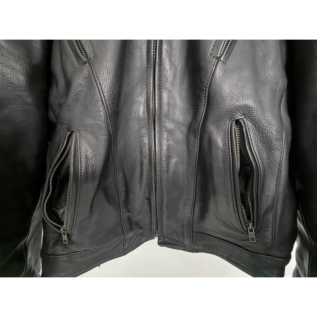 UNIK Ultra Men's Black Leather Motorcycle Jacket Size 50