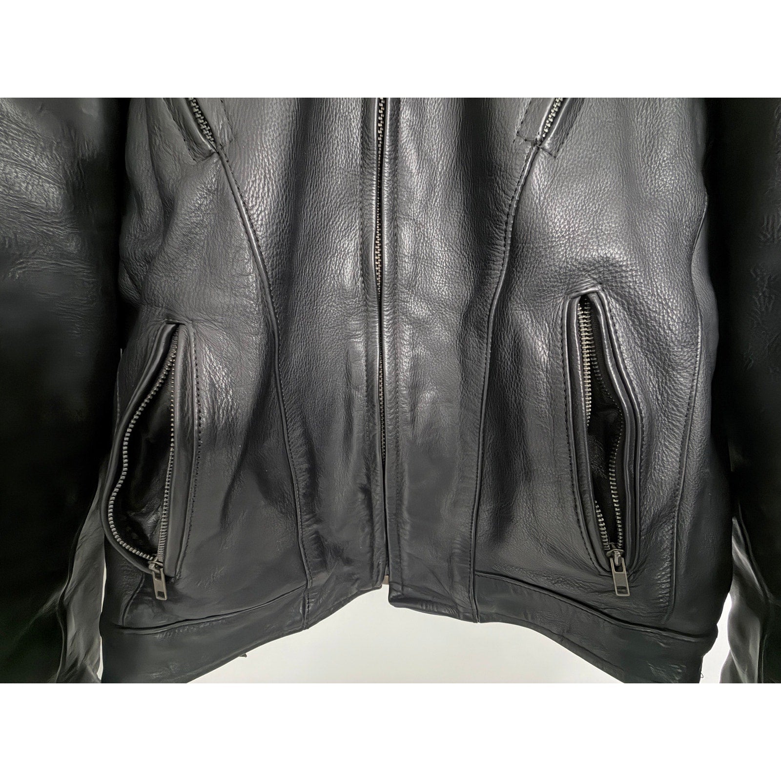 UNIK Ultra Men's Black Leather Motorcycle Jacket Size 50