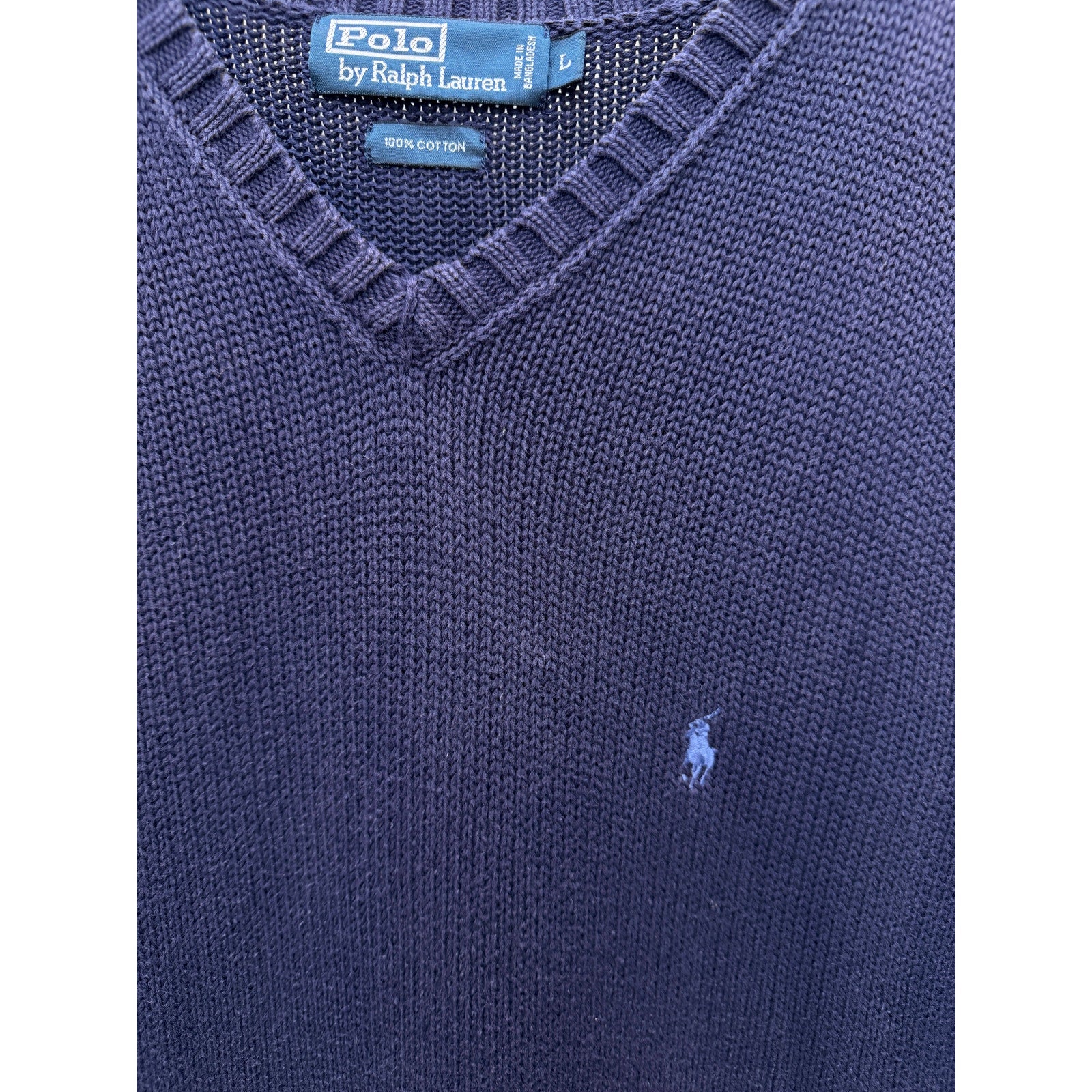Polo Ralph Lauren Sweater Vest Mens Large Navy Knit V Neck Pony Logo Preppy