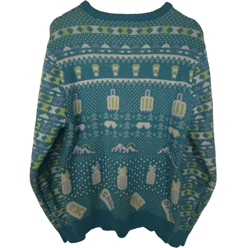 Alaska Airlines Fair Isle Novelty Travel Sweater Teal Unisex XL detail image 2