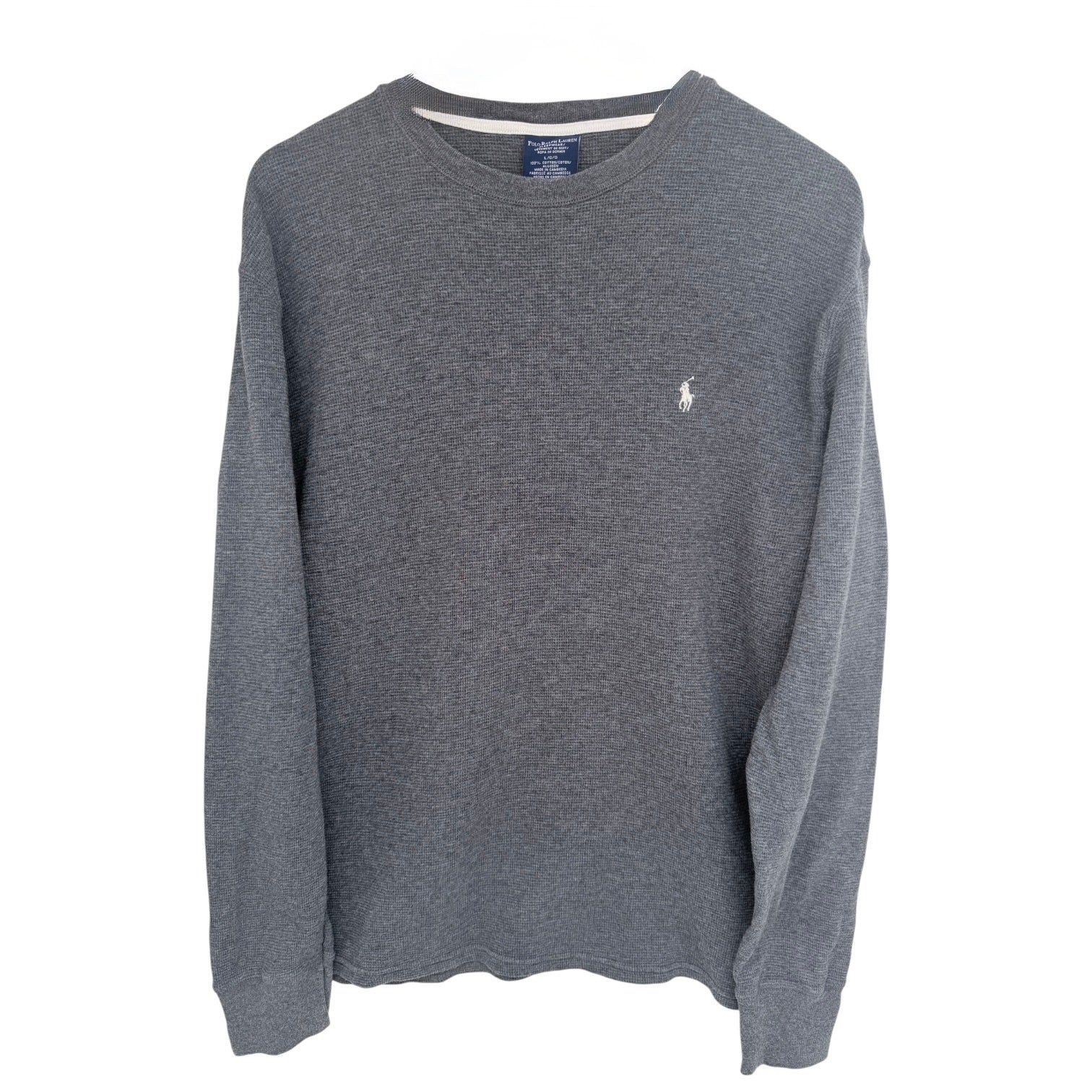 Polo Ralph Lauren Thermal Shirt Mens Large Gray Waffle Knit Sleepwear Pony Logo