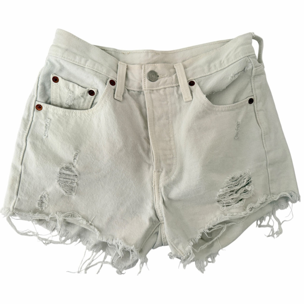 Levi's Premium 501 Shorts Womens W24 White Cutoff