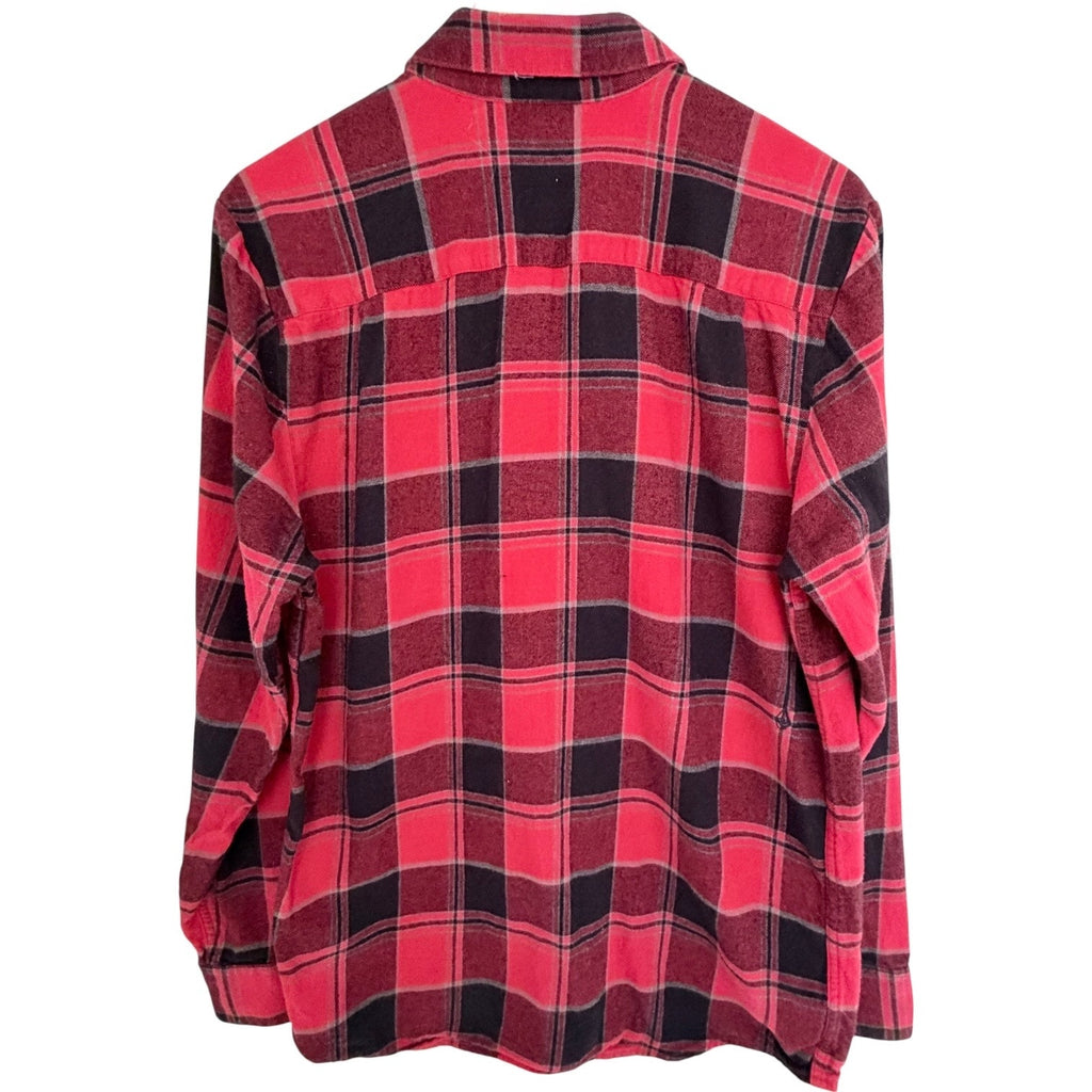 Volcom Plaid Flannel Shirt Mens Large Red Black Modern Fit Button Up