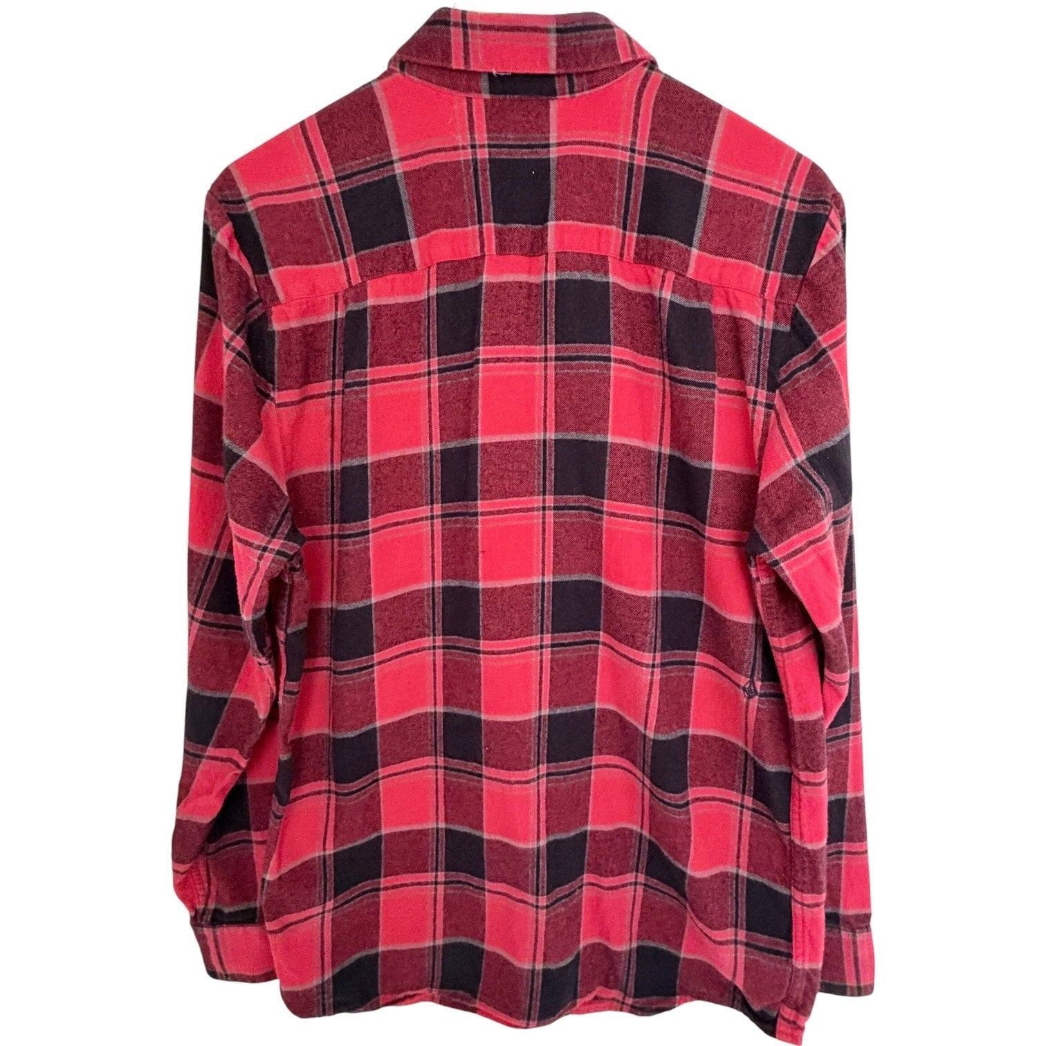 Volcom Plaid Flannel Shirt Mens Large Red Black Modern Fit Button Up