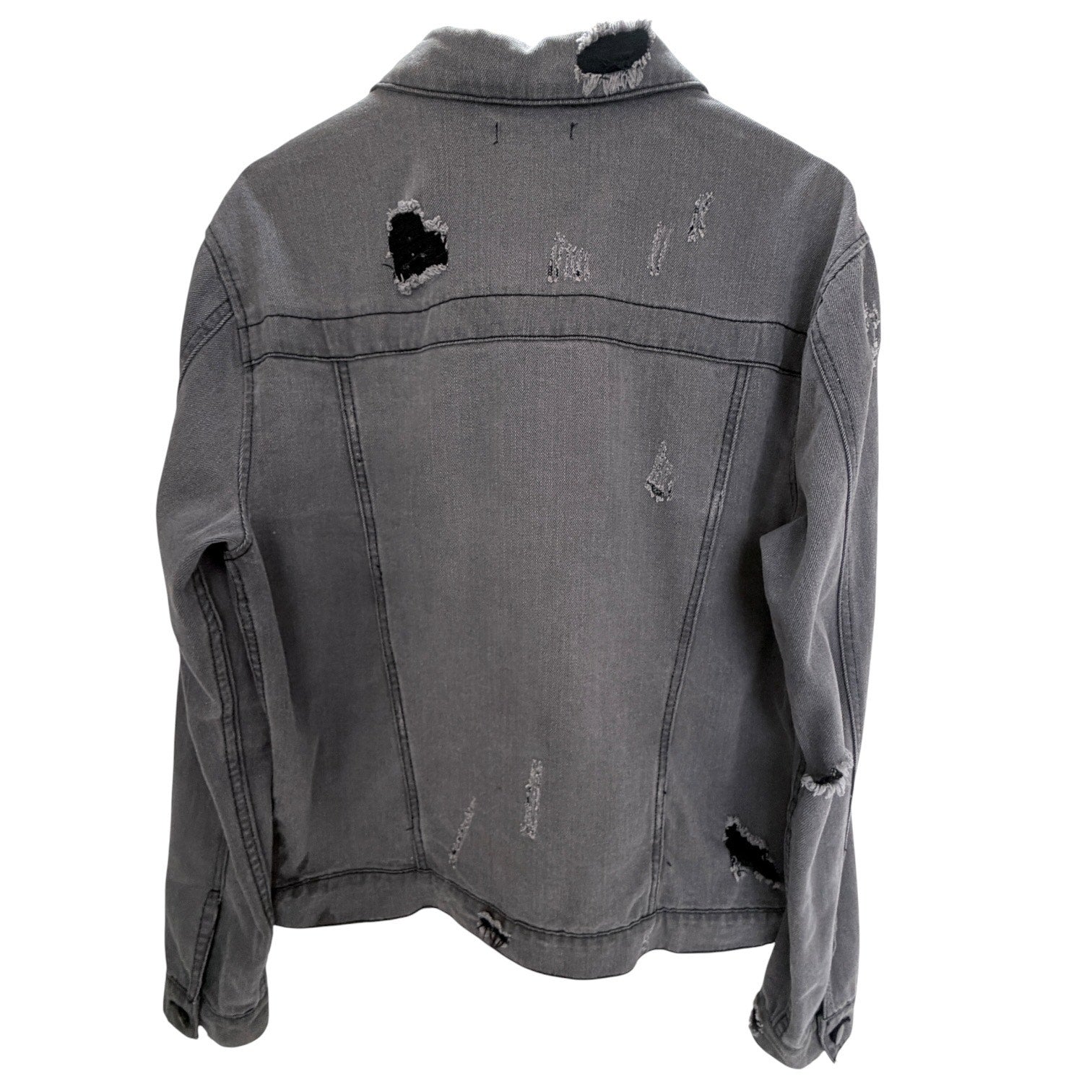 Jackson Distressed Denim Jacket Mens Medium Gray Full Zip Grunge Streetwear