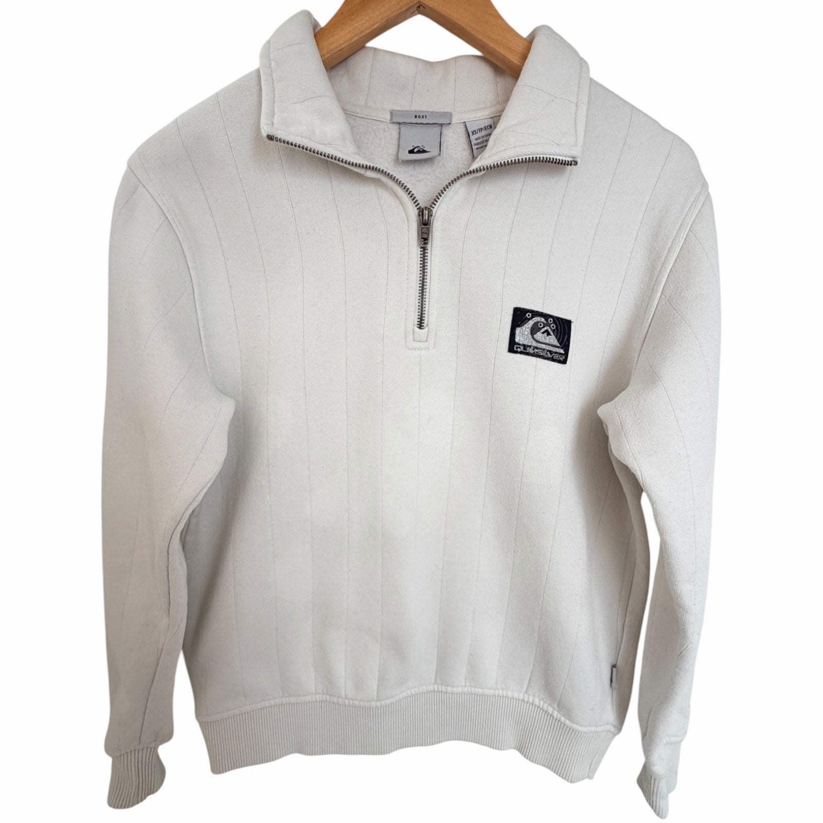 Quiksilver Womens XS White Boxy Half Zip Fleece Sweatshirt