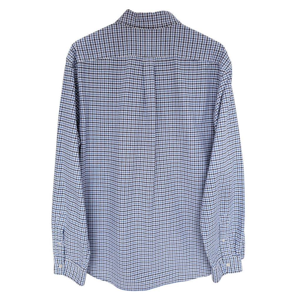 Ralph Lauren Button Up Shirt Mens XXL Blue White Check Pony Logo Long Sleeve