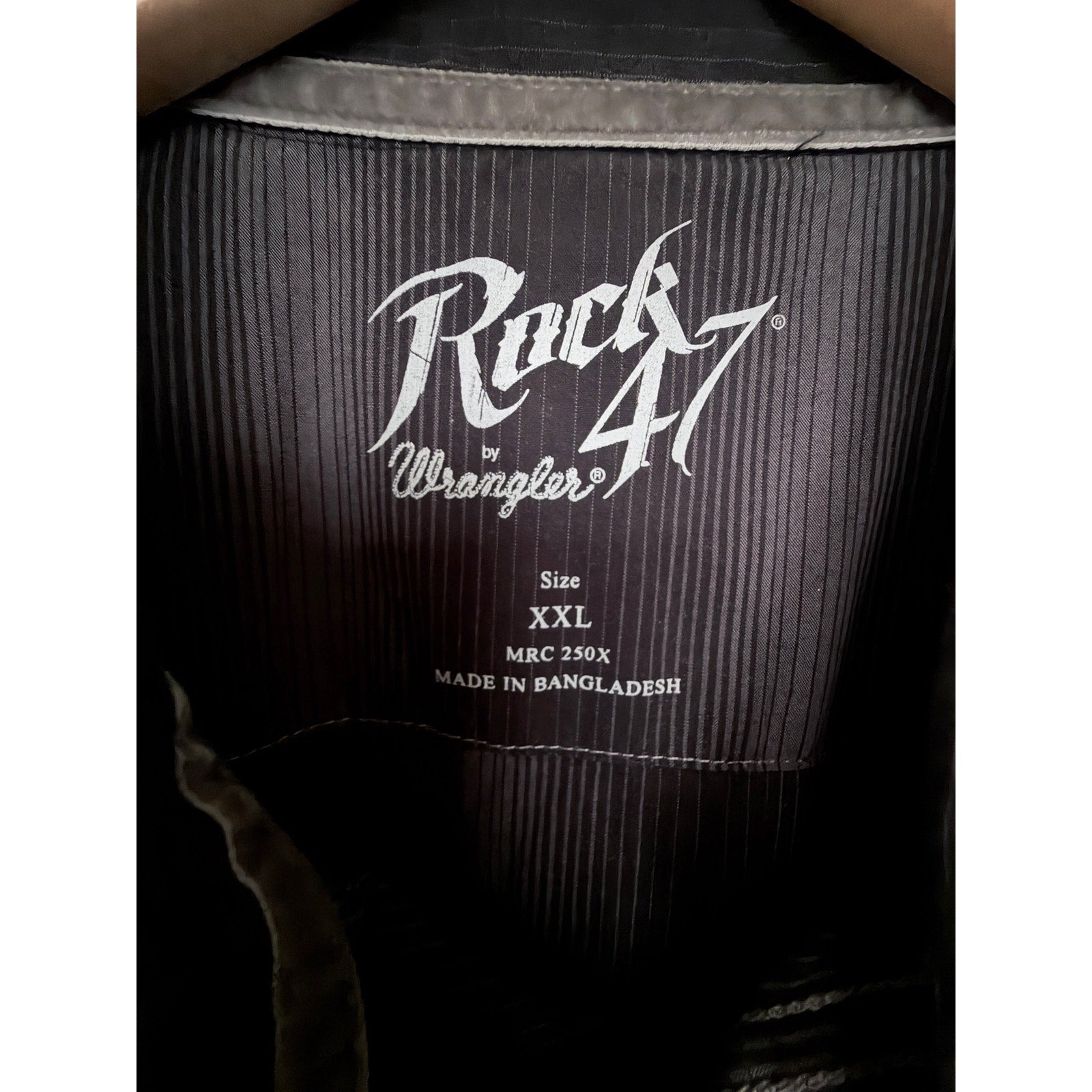 Wrangler Rock 47 Men's Black Western Snap Shirt XXL Pinstripe Long Sleeve