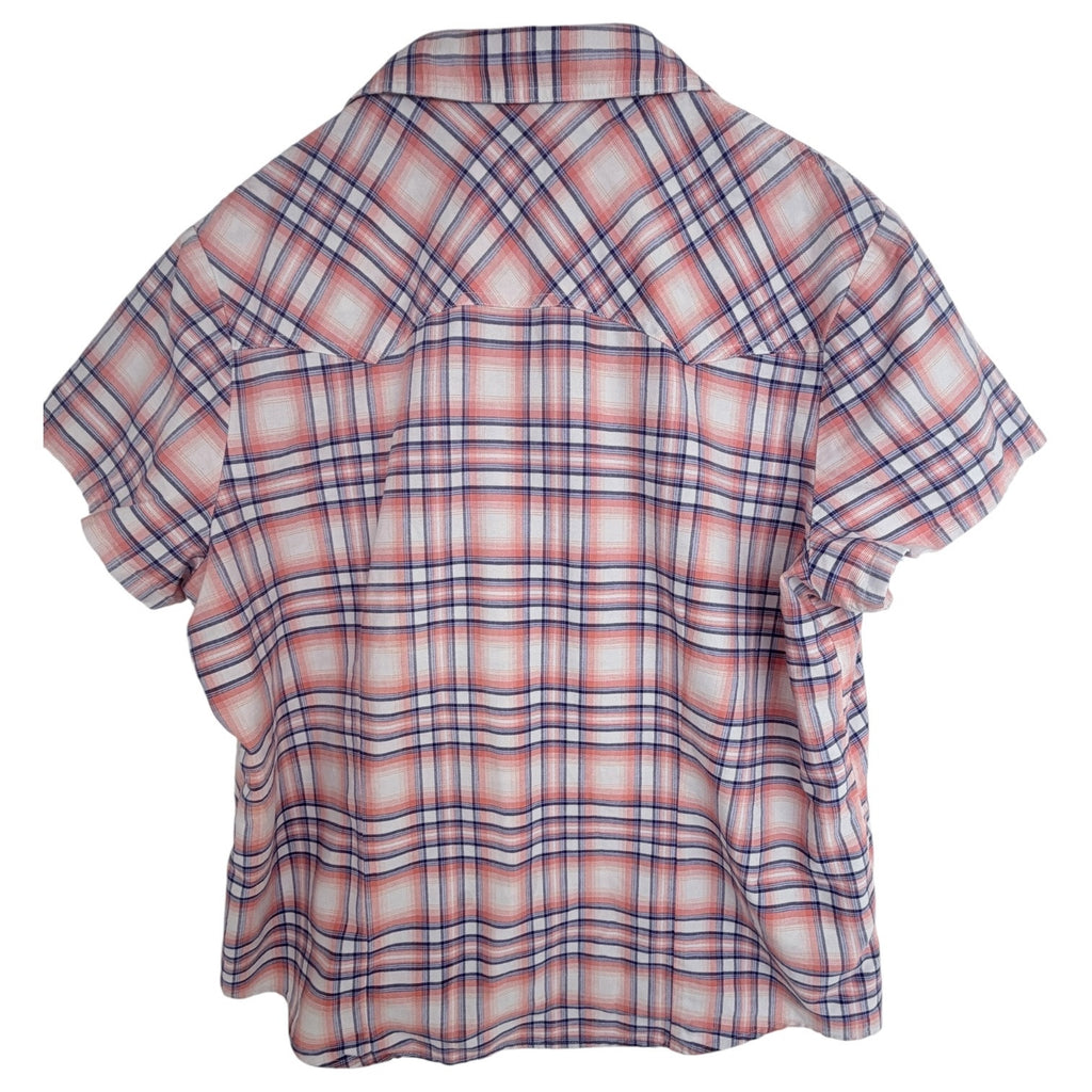 Roper Western Snap Shirt Womens 2X Pink Plaid Short Sleeve Pearl Snap Cowboy