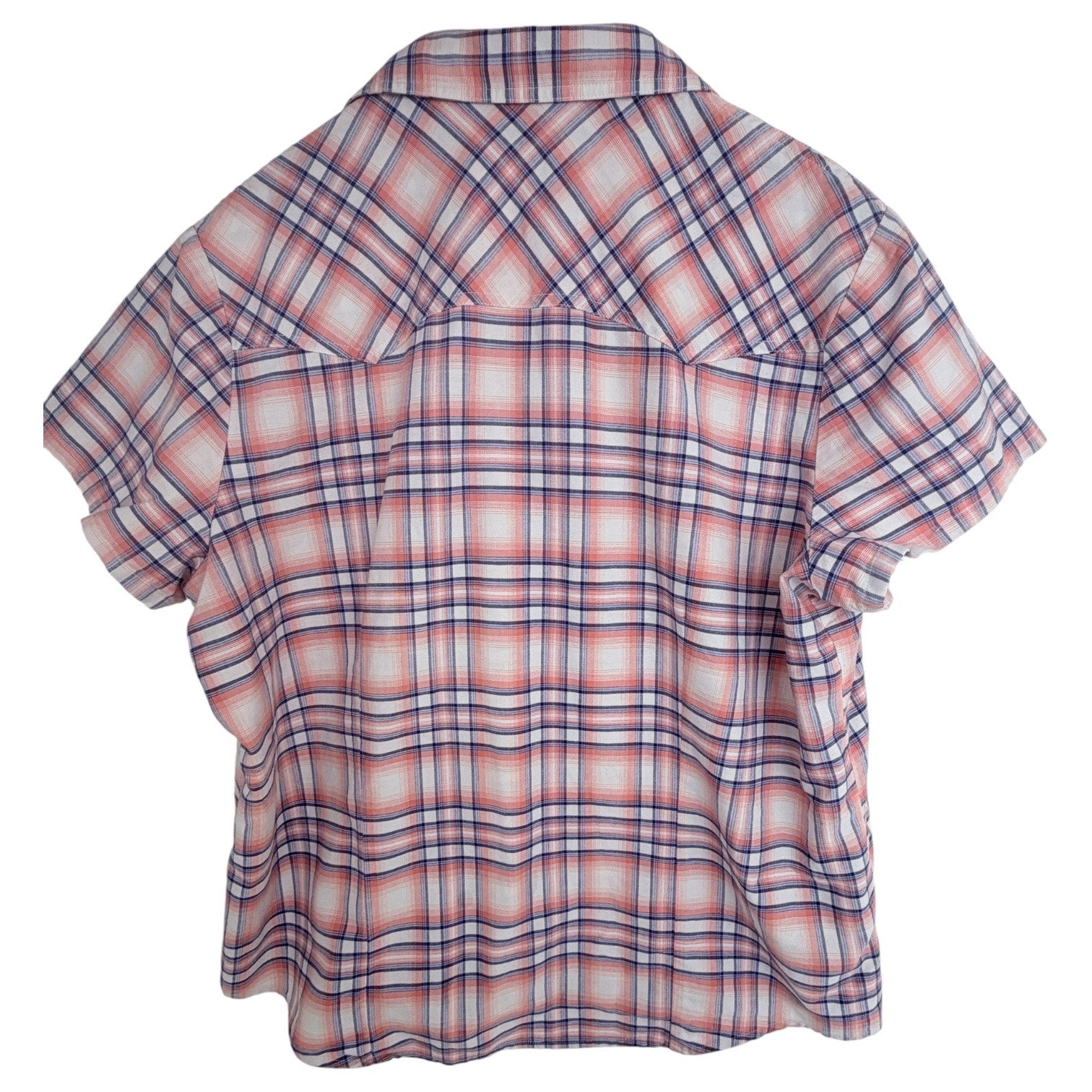 Roper Western Snap Shirt Womens 2X Pink Plaid Short Sleeve Pearl Snap Cowboy