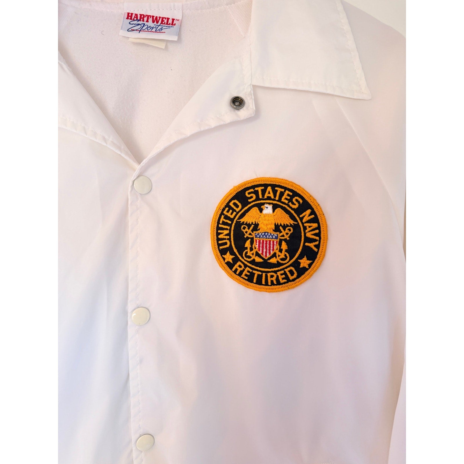 Hartwell Sports USS Yorktown Jacket Mens Large White Navy Retired Military