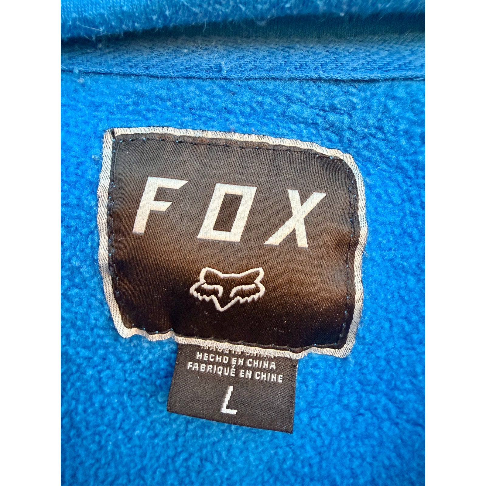 Fox Racing Hoodie Men’s Large Blue Pullover Sweatshirt Fleece Spellout Logo