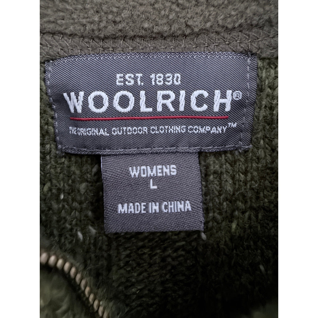 Woolrich Sweater Womens L Green Quarter Zip Knit Pullover