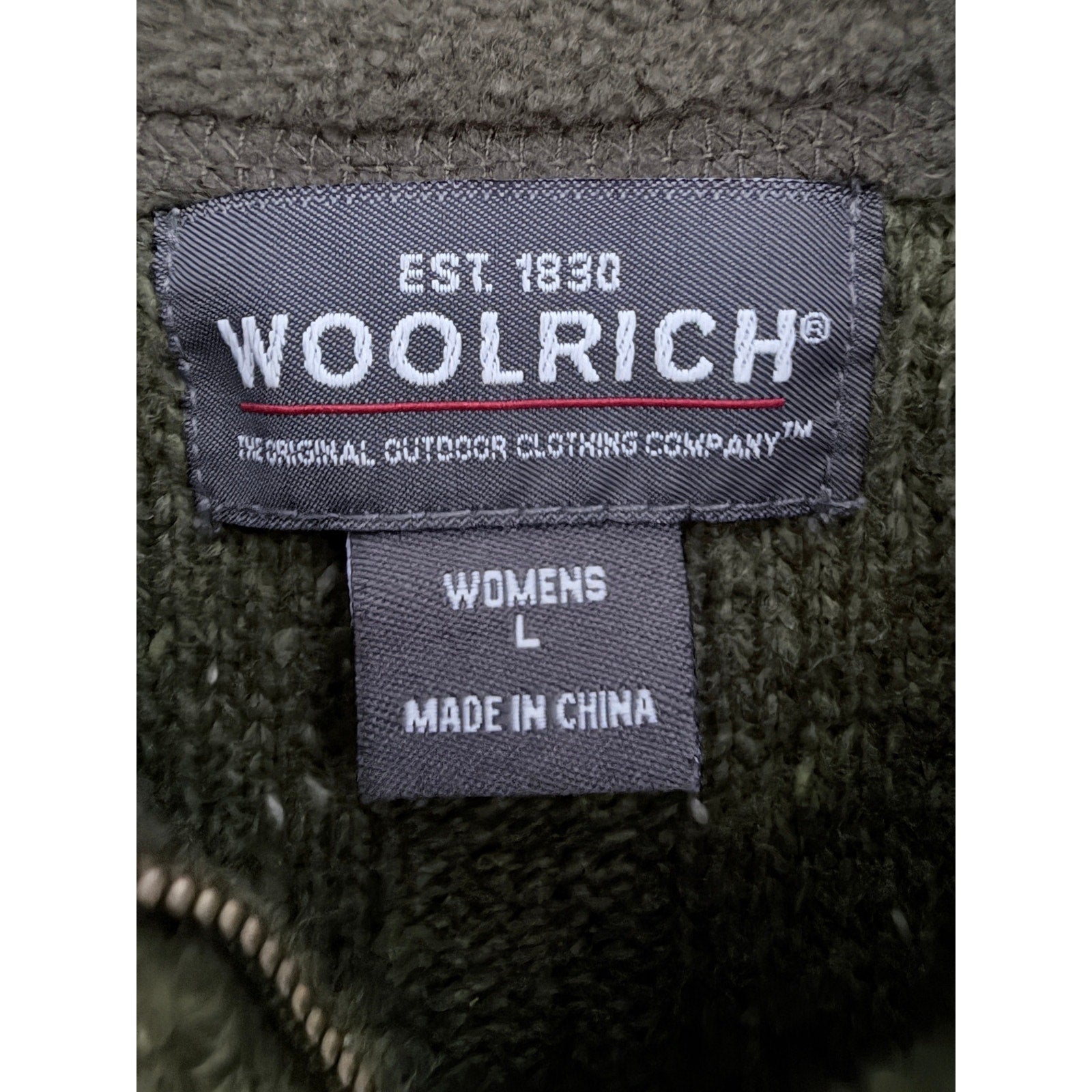 Woolrich Sweater Womens L Green Quarter Zip Knit Pullover