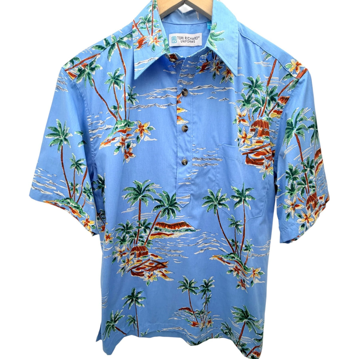 Tori Richard Uniforms Men's Blue Button-Up — front view