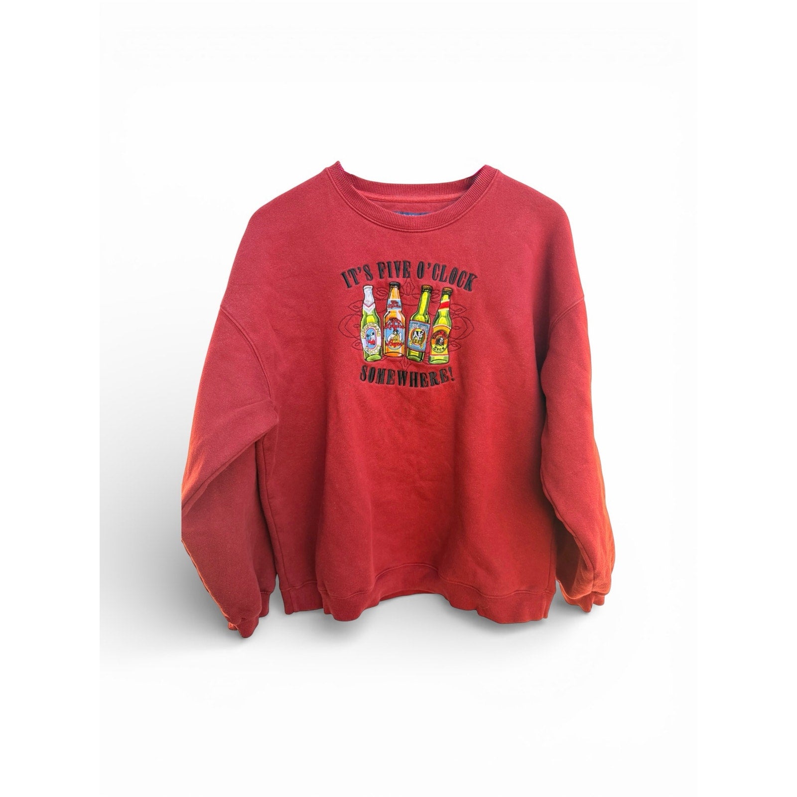 Vintage Big Dogs Graphic Sweatshirt Its Five O Clock Somewhere Mens M Red