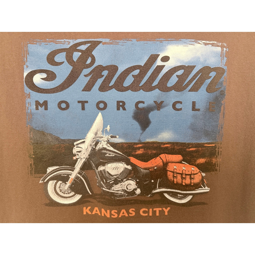 Indian Motorcycle Kansas City Graphic T Shirt Mens 2XL Brown Logo Tee