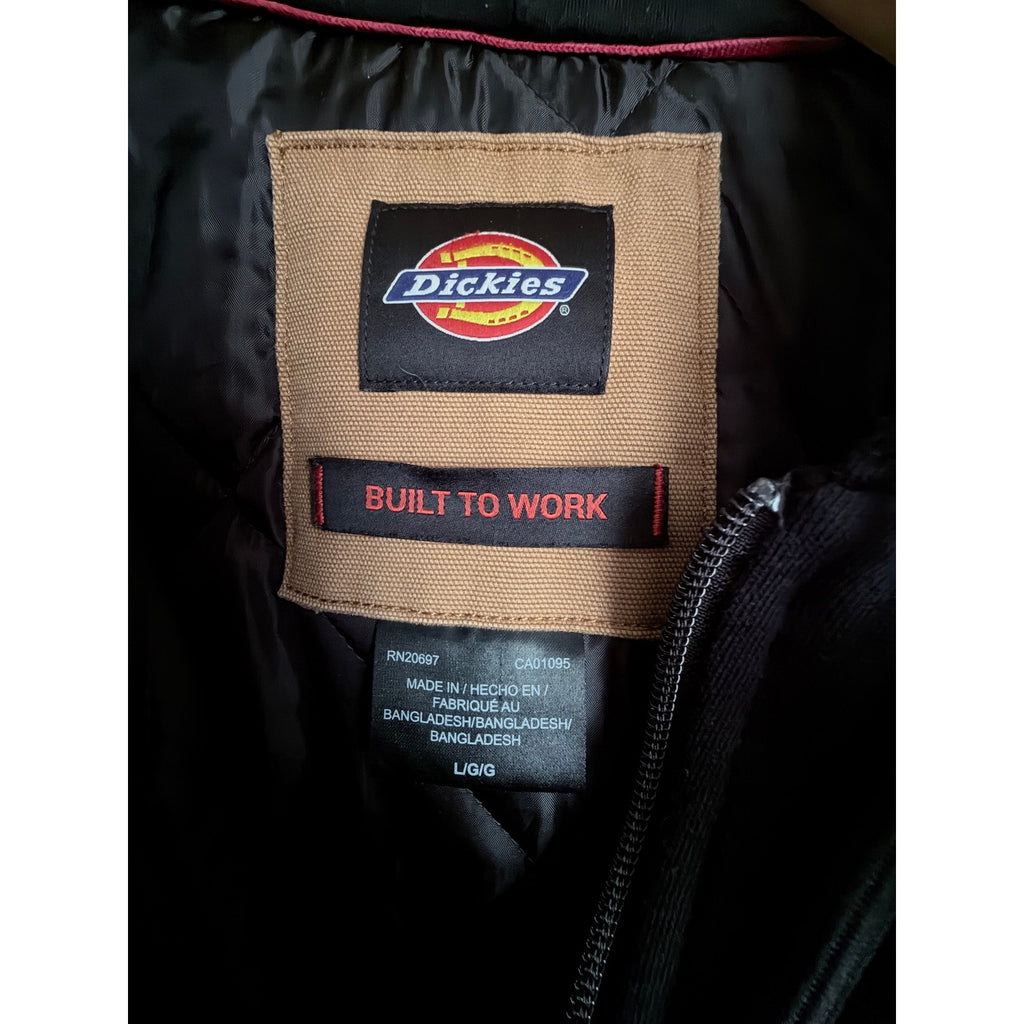 Dickies Built To Work Hooded Flannel Jacket Gray Black Plaid Mens Large