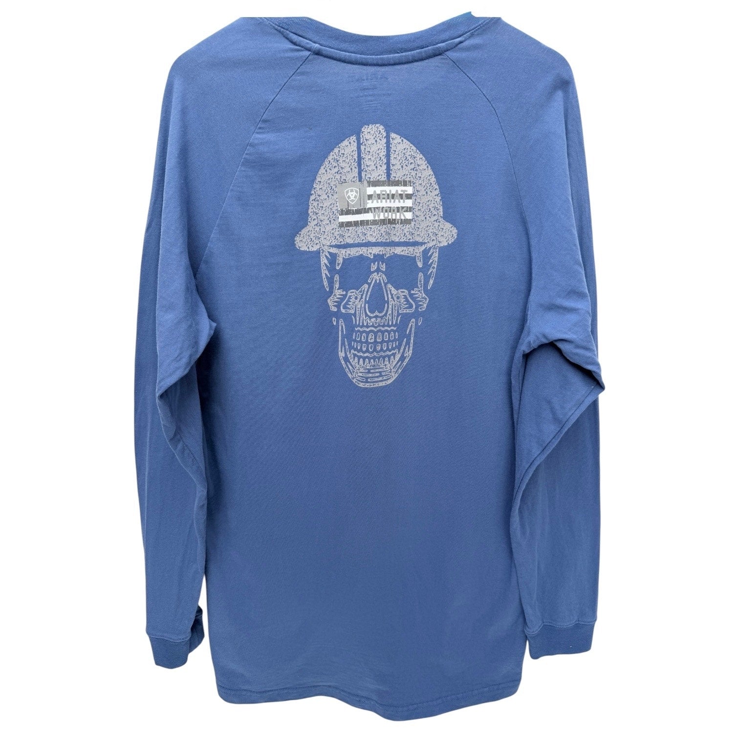 Ariat Rebar Long Sleeve Shirt Mens Medium Blue Workwear Pocket Tee Graphic Back