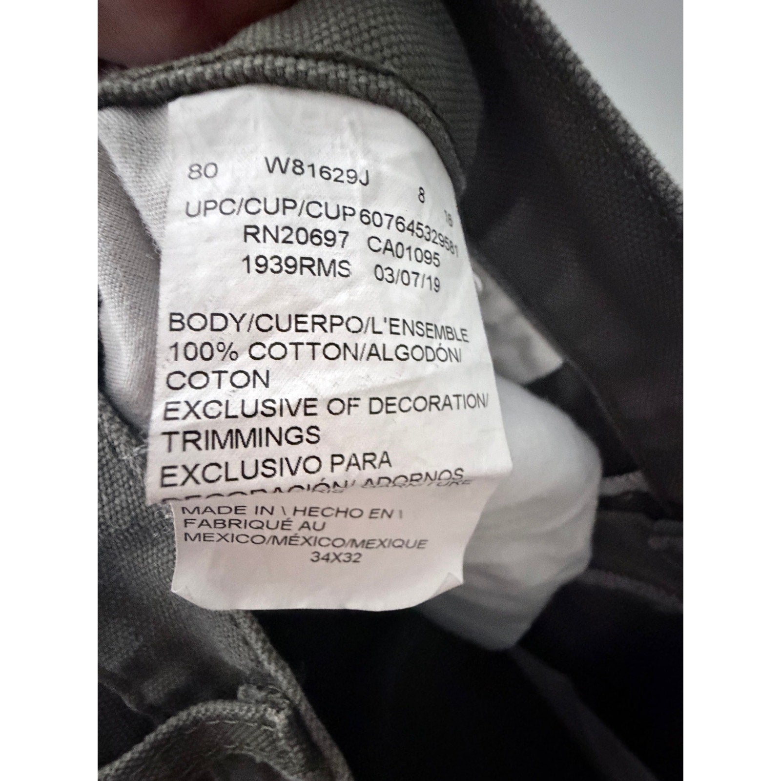 Dickies Carpenter Pants Mens 34x32 Gray Relaxed Fit Utility Work Jeans