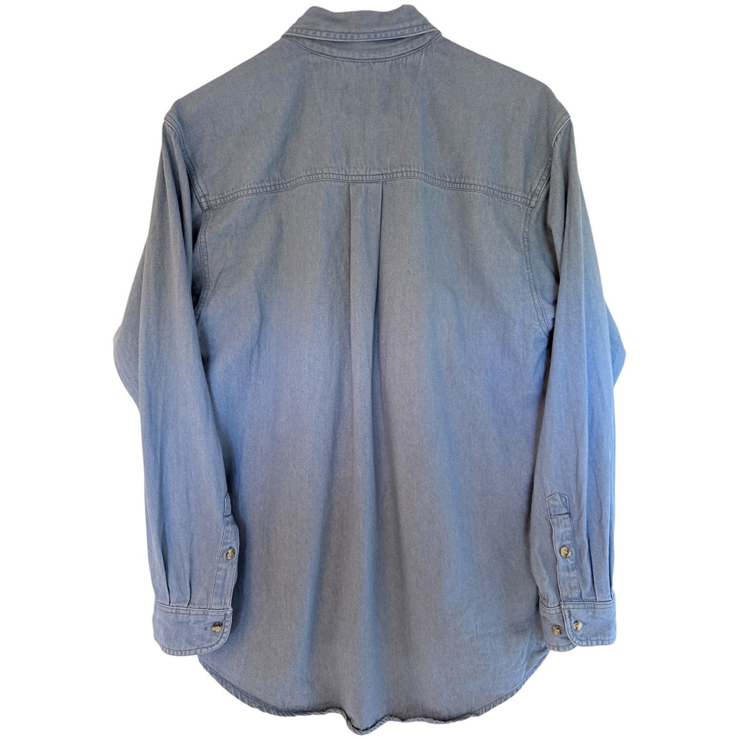 Wrangler Rugged Wear Chambray Button Up Shirt Mens Medium Blue Western Workwear