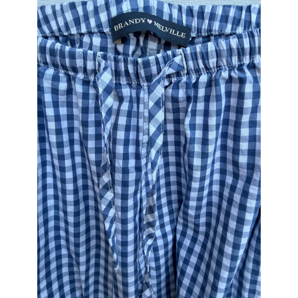 Brandy Melville Blue Gingham Pajama Pants Womens One Size Lounge Pants