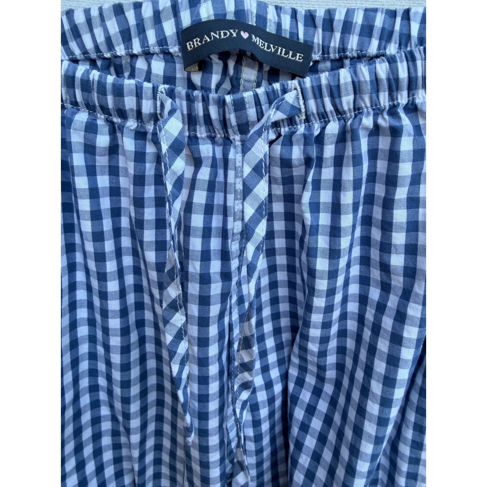 Brandy Melville Blue Gingham Pajama Pants Womens One Size Lounge Pants