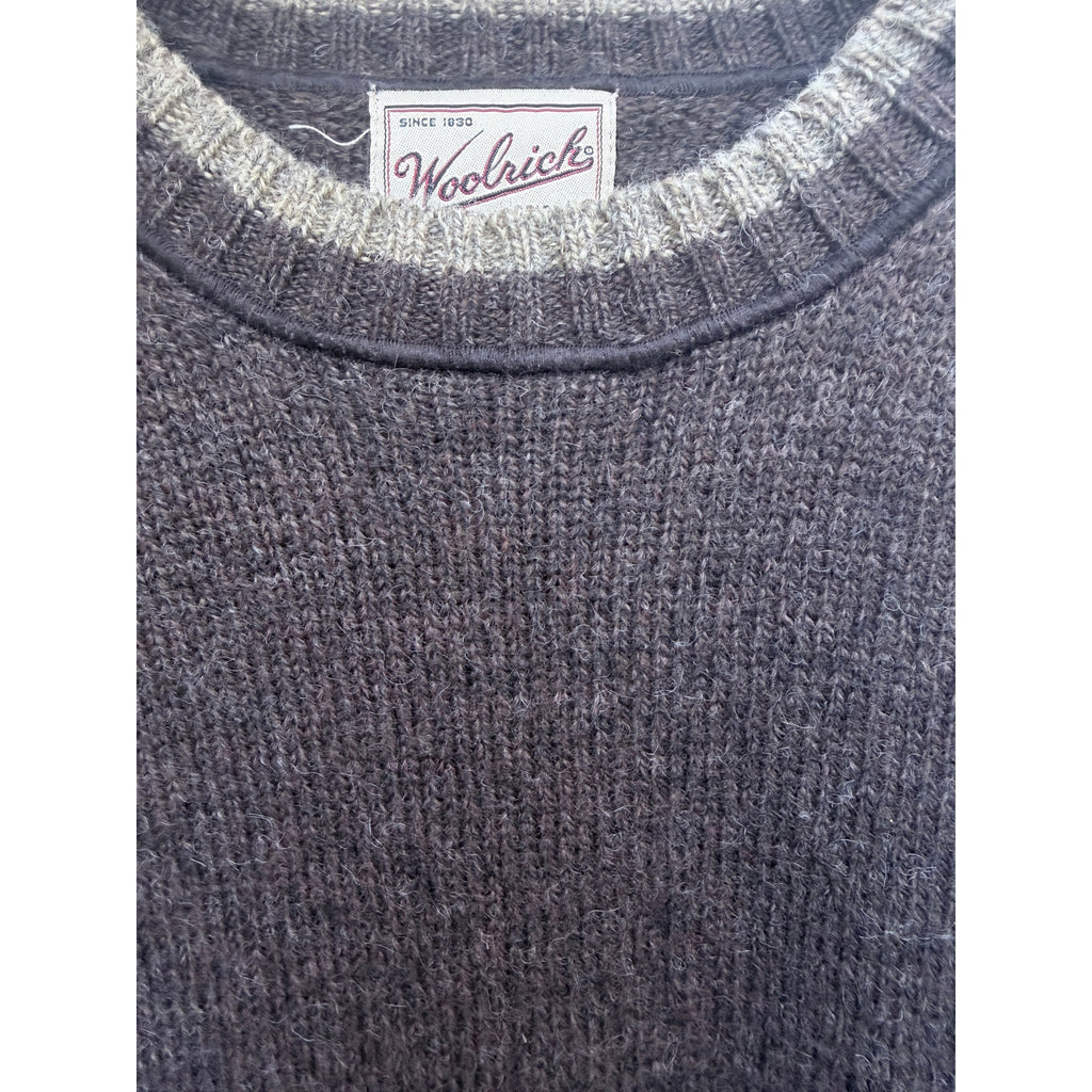 Woolrich Crewneck Sweater Mens Medium Brown Wool Blend Outdoor Heavy Knit