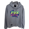 Fox Racing Hoodie Womens Large Gray Neon Graphic Pullover Sweatshirt