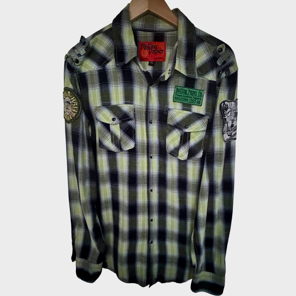 Rolling Paper Co Plaid Snap Shirt Mens XXL