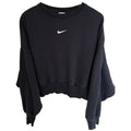 Nike Mini Swoosh Cropped Sweatshirt Womens Small Black Fleece Crewneck