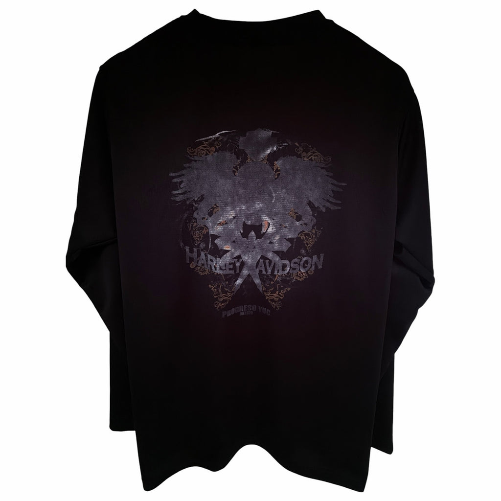 Harley Davidson Long Sleeve Shirt Mens Large Black Progreso Yucatan Mexico