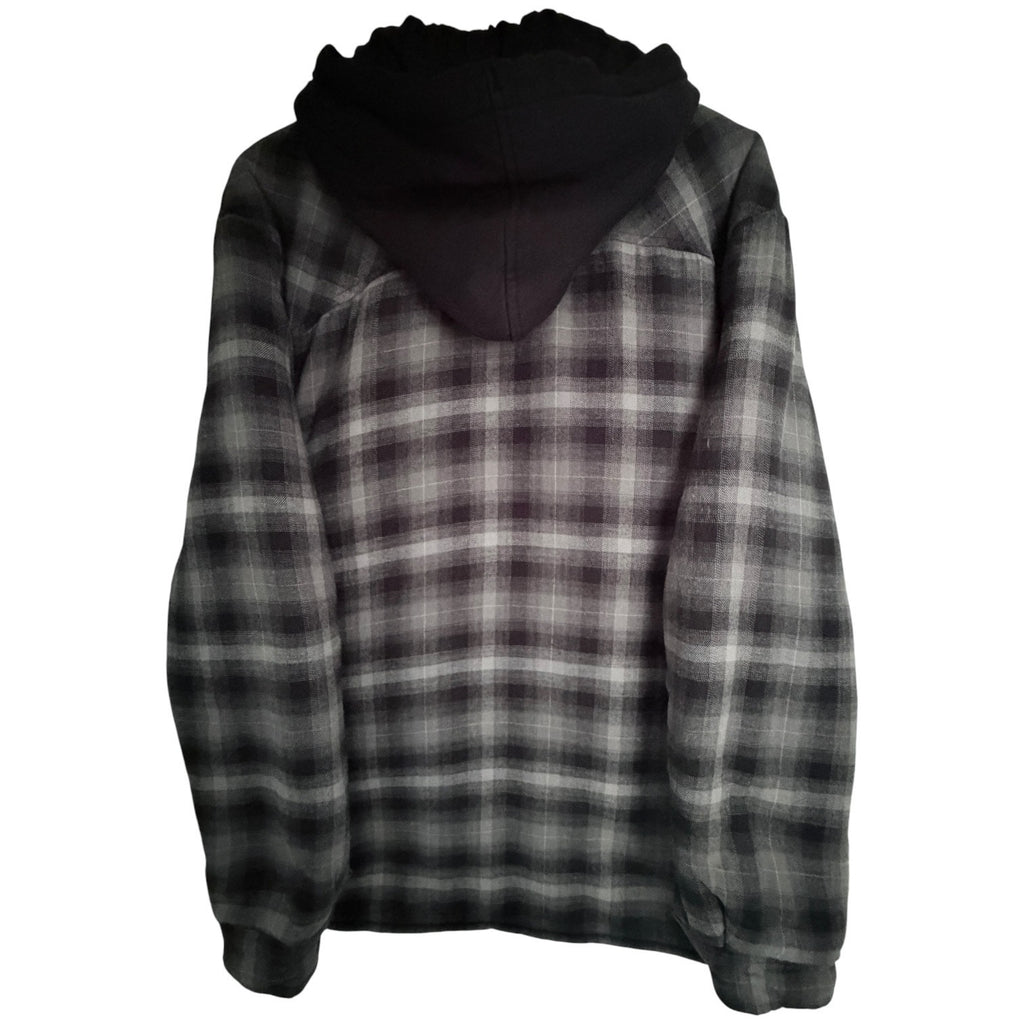 Dickies Built To Work Hooded Flannel Jacket Gray Black Plaid Mens Large