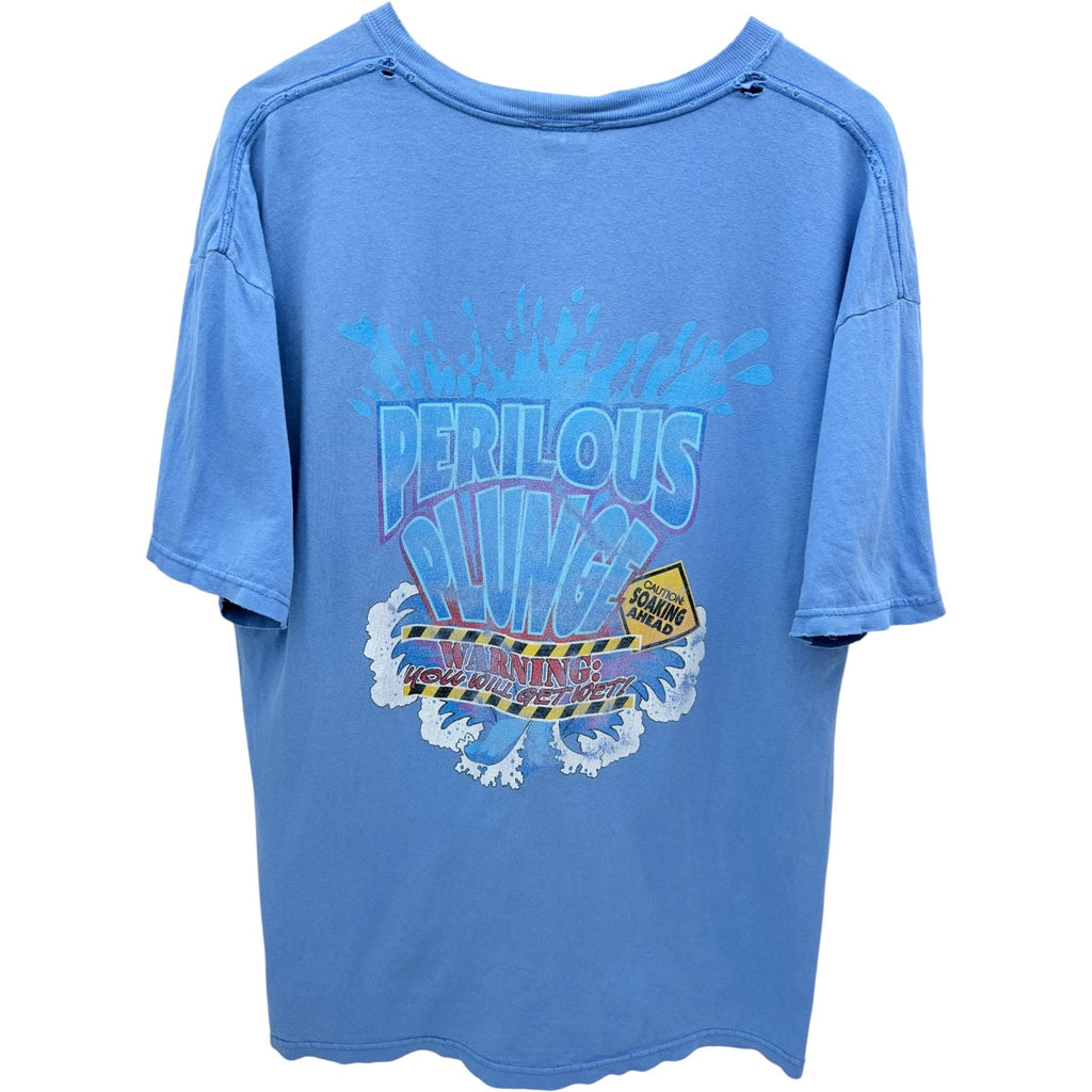 Knott’s Berry Farm Perilous Plunge T Shirt Mens Large Blue Graphic Tee
