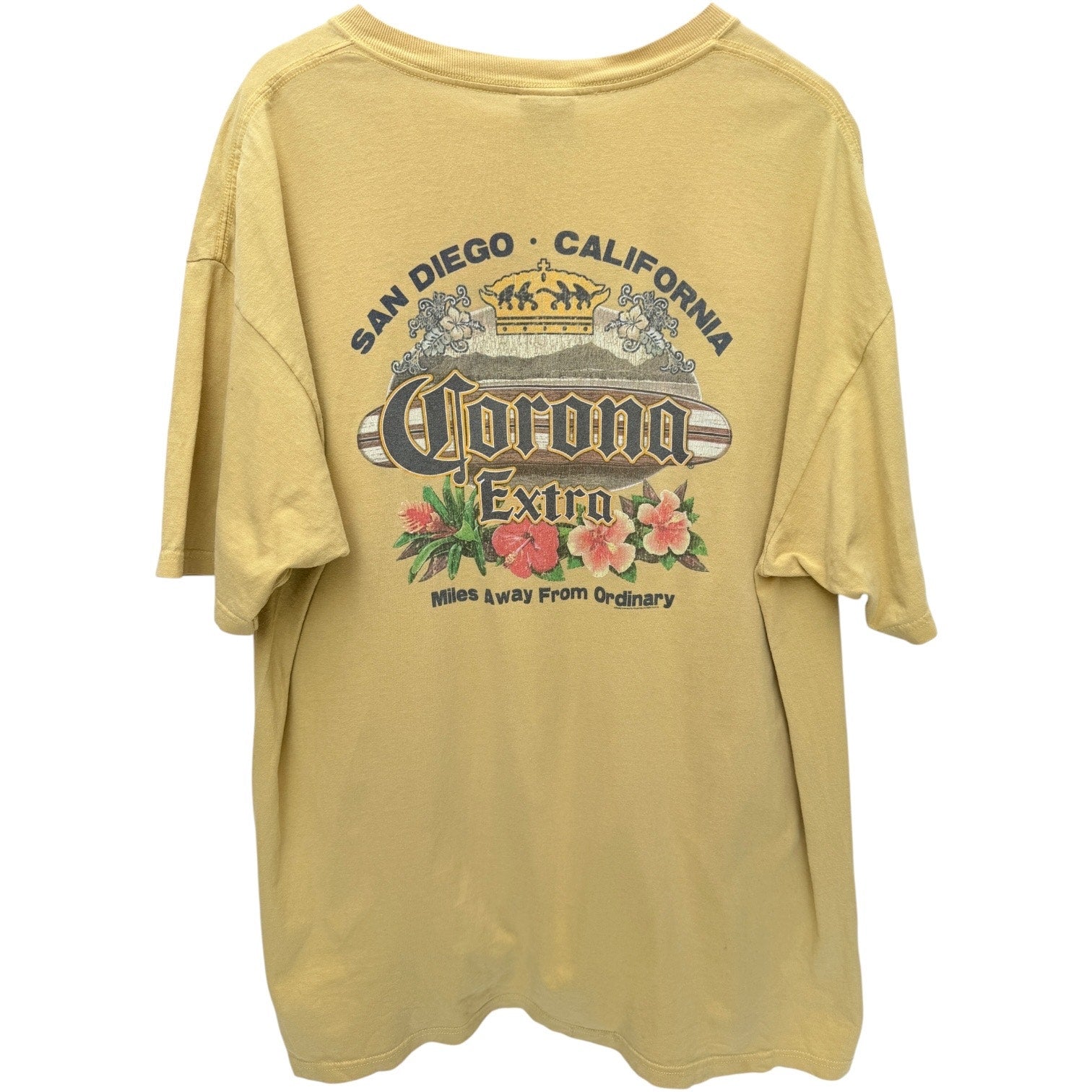 Corona Extra Graphic T Shirt Mens 2XL Yellow San Diego California Beer Tee