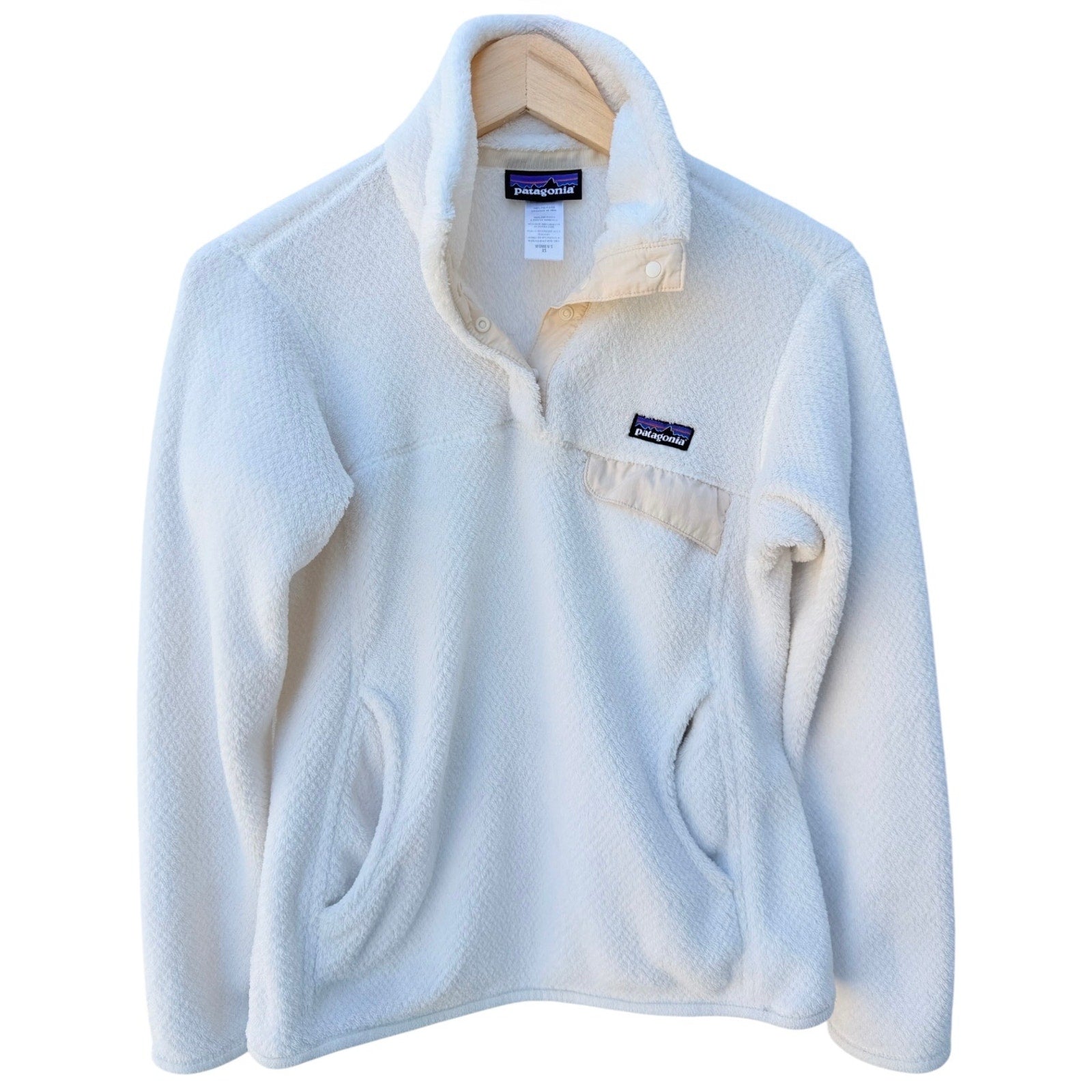 Patagonia Synchilla Snap T Fleece Womens XS Cream Pullover Outdoor Lightweight