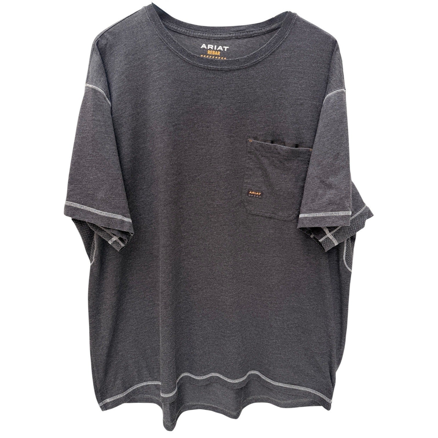 Ariat Rebar Work Shirt Mens 2XL Gray Performance Pocket Tee Workwear Durable