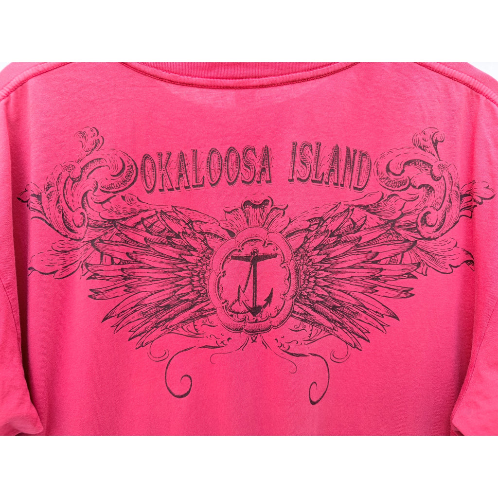 Okaloosa Island Graphic T Shirt Mens Large Red Beach Tourist Tee