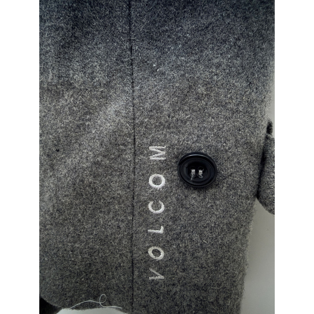 Volcom Peacoat Jacket Mens Medium Gray Ombre Wool Blend Double Breasted Coat