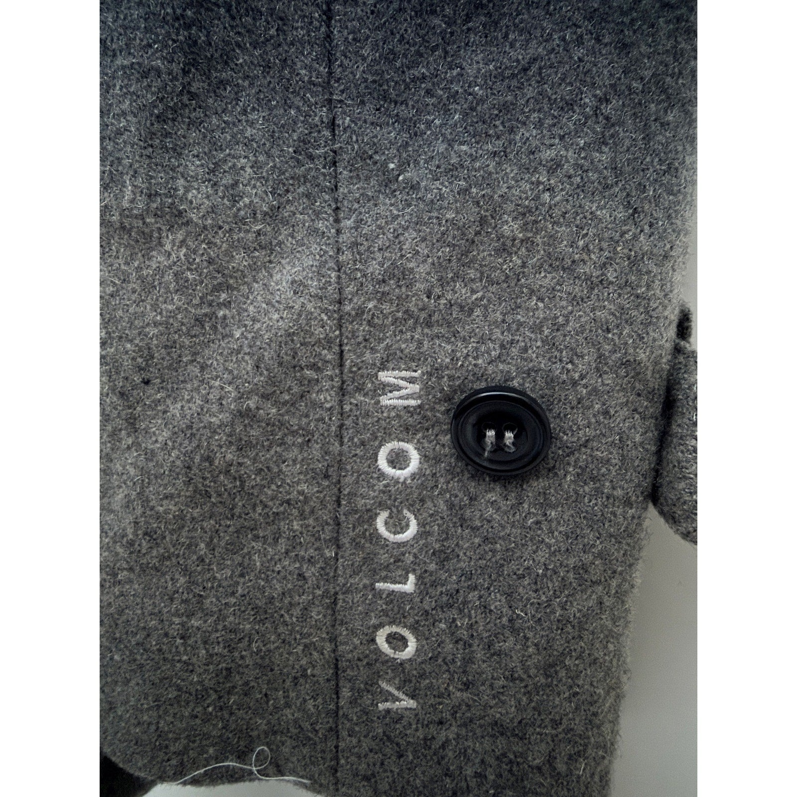 Volcom Peacoat Jacket Mens Medium Gray Ombre Wool Blend Double Breasted Coat