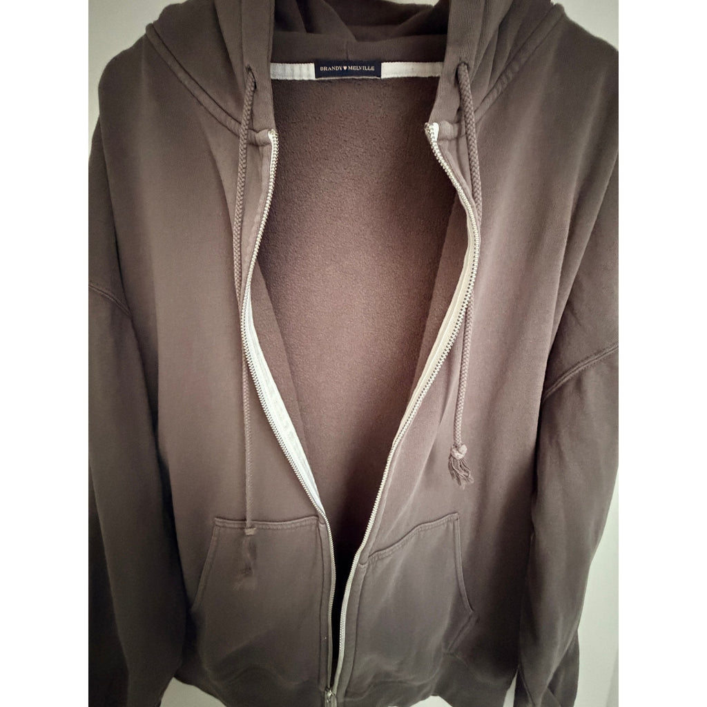 Brandy Melville Brown Zip Hoodie One Size
