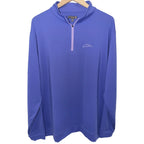 Peter Millar Men's Blue Denver Broncos Quarter-Zip Half-Zip Mock Neck Sweatshirt — front view