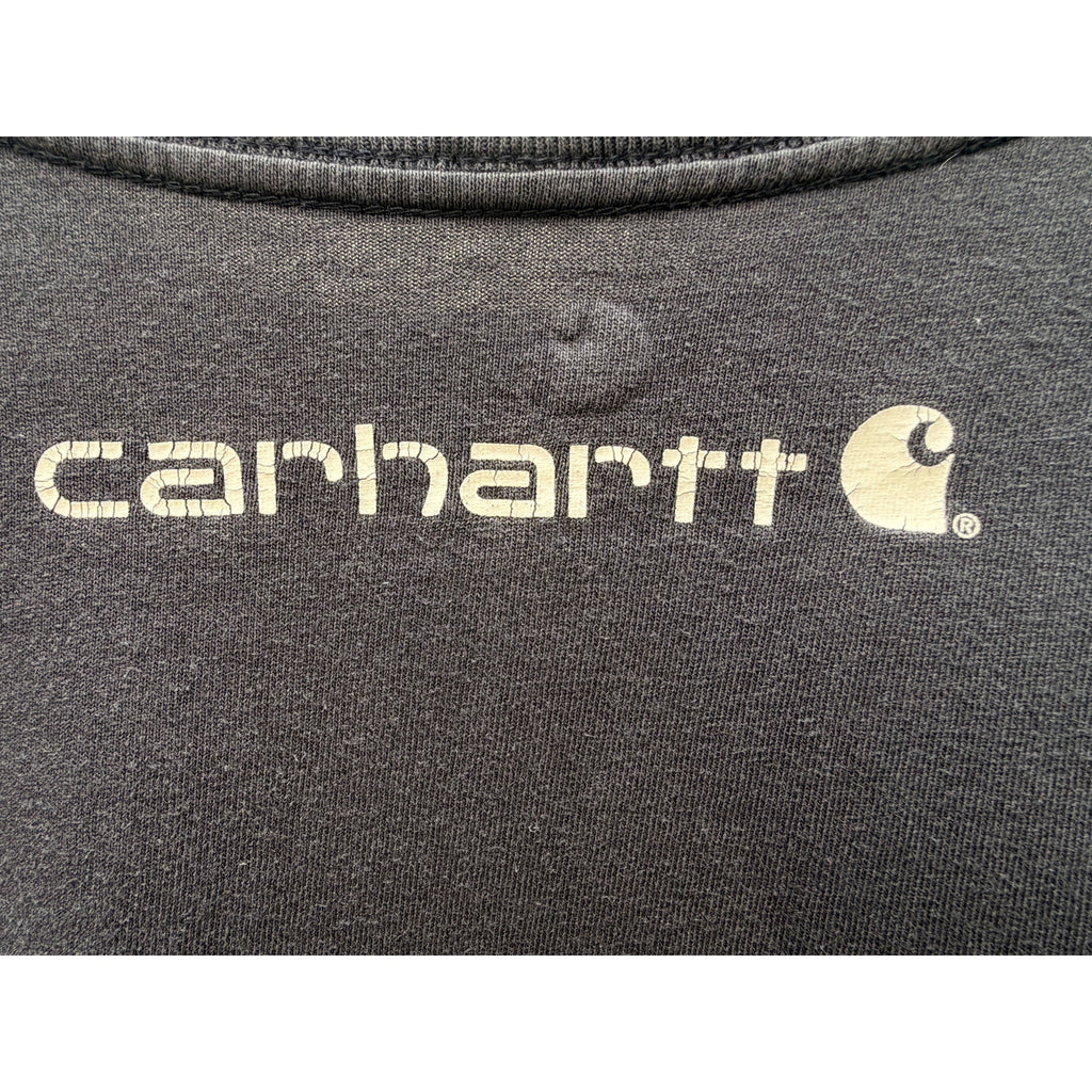 Carhartt Long Sleeve Shirt Mens Large Black Workwear Logo Sleeve Tee Heavyweight