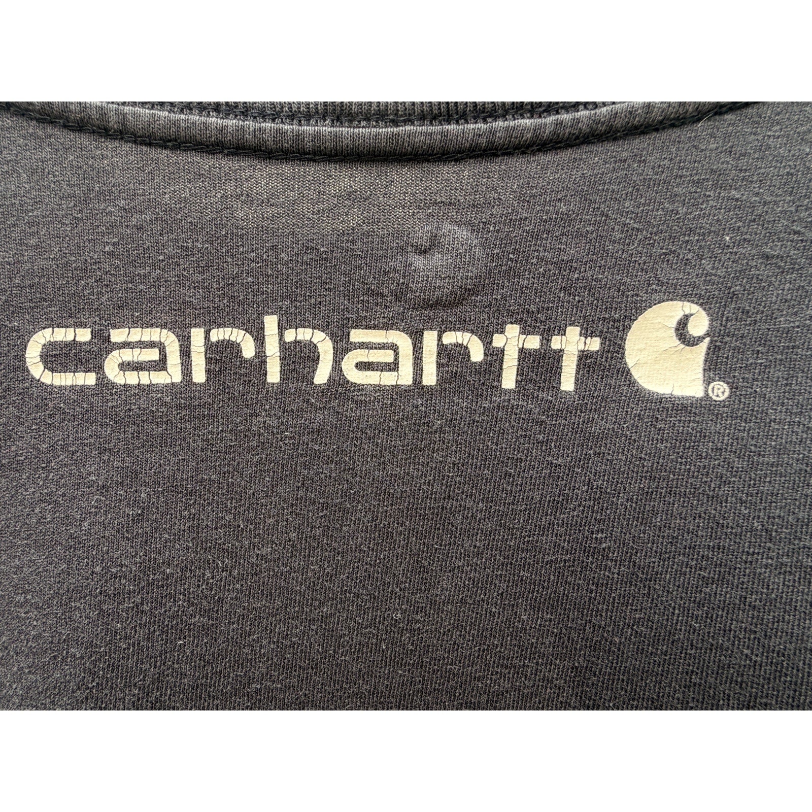 Carhartt Long Sleeve Shirt Mens Large Black Workwear Logo Sleeve Tee Heavyweight