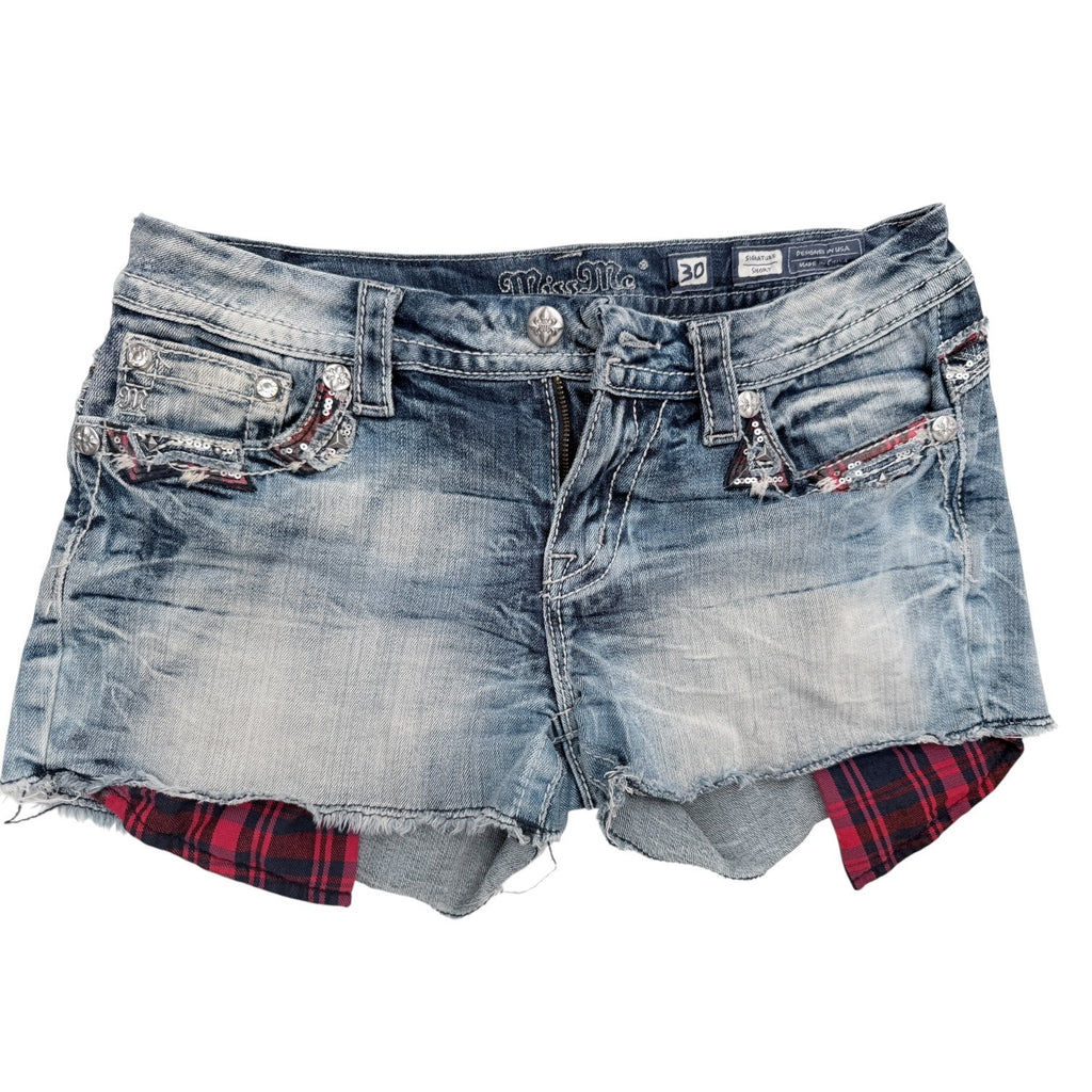 Miss Me Denim Shorts Womens 30 Distressed Sequin Cut Off Jean Shorts