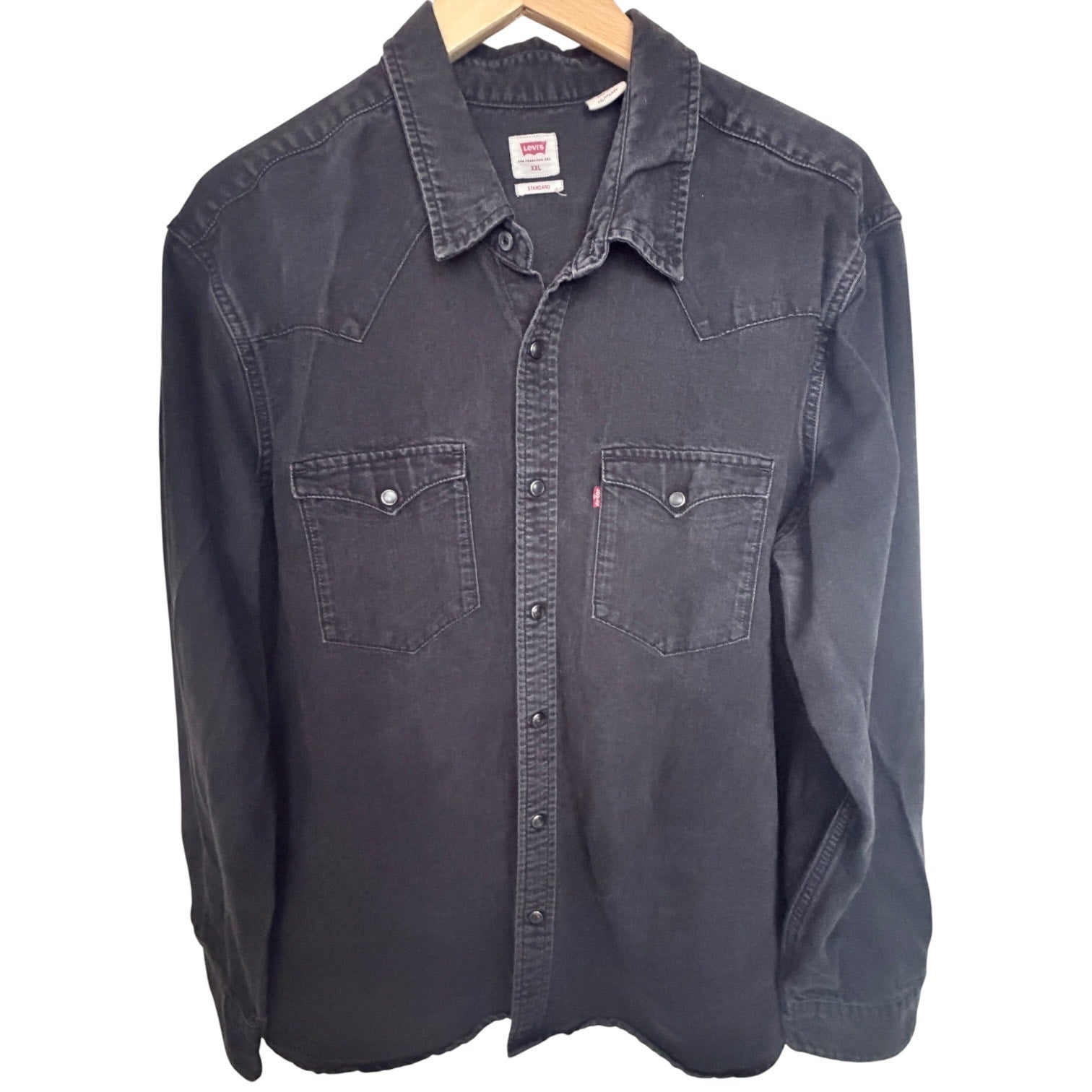 Levi's Standard Western Snap Button Shirt Mens XXL Black Long Sleeve