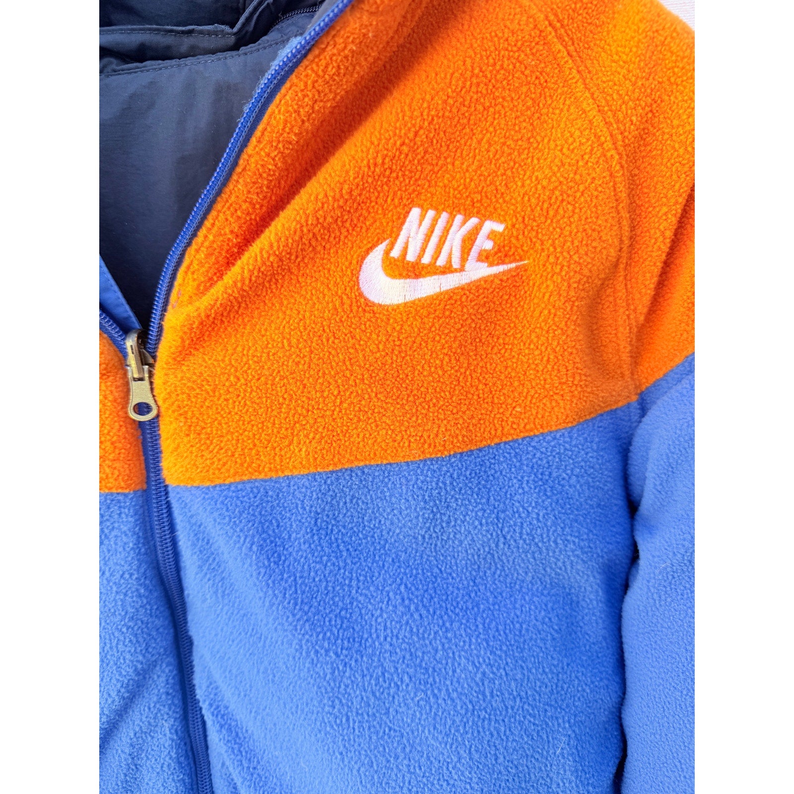 Nike Reversible Jacket Youth XL 18-20 Blue Orange Hooded Full Zip Coat Kids