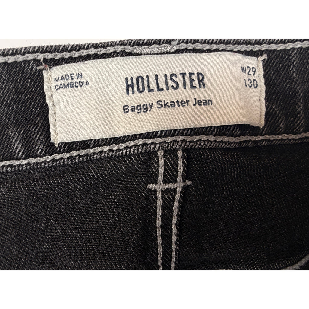 Hollister Baggy Skater Jeans Womens 29x30 Black Wash Cobra Pocket Denim