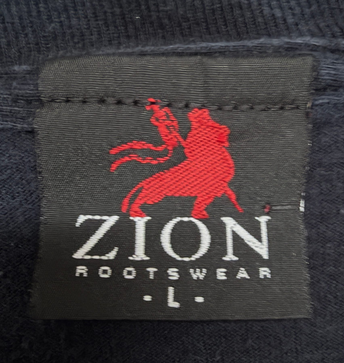 Zion Rootswear Men's Black Bob Marley Kaya Man T-Shirt — brand label