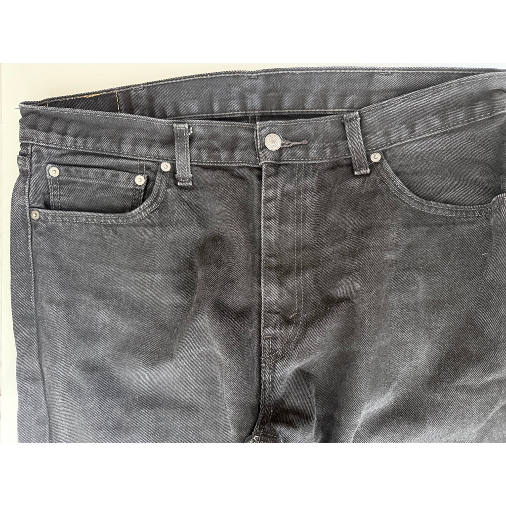 Levis 505 Mens 38x32 Black Regular Fit Straight Leg Jeans Denim